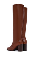 Women's Tan Leather Heeled Boots | Derimod