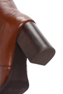 Women's Tan Leather Heeled Boots | Derimod