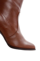 Women's Tan Leather Heeled Boots | Derimod