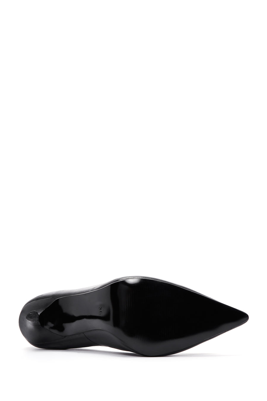 Women's Black Leather Stone Stiletto