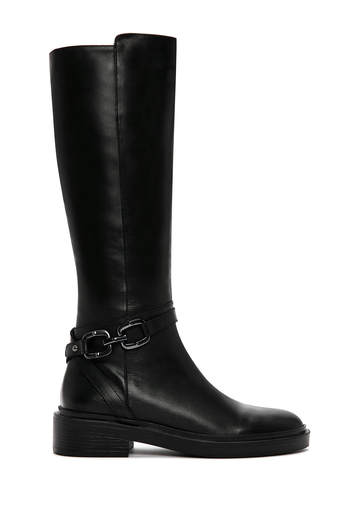 Women's Black Accessory Detailed Zippered Leather Boots 23WFD162218 | Derimod