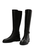 Women's Black Accessory Detailed Zippered Leather Boots | Derimod