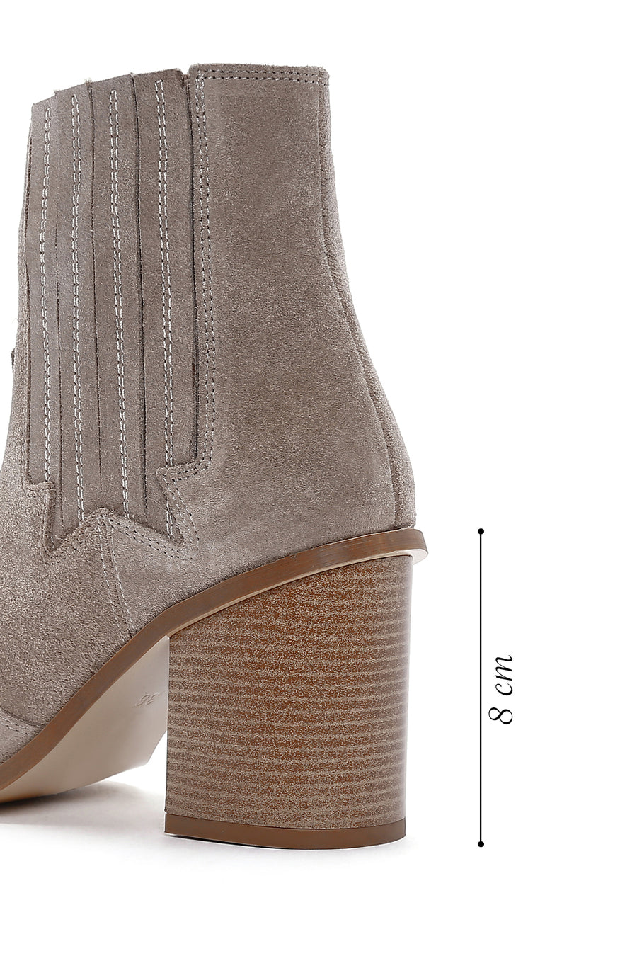 Women's Beige Suede Leather Heeled Cowboy Boots