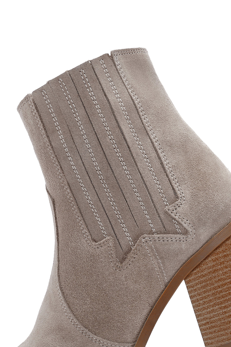 Women's Beige Suede Leather Heeled Cowboy Boots