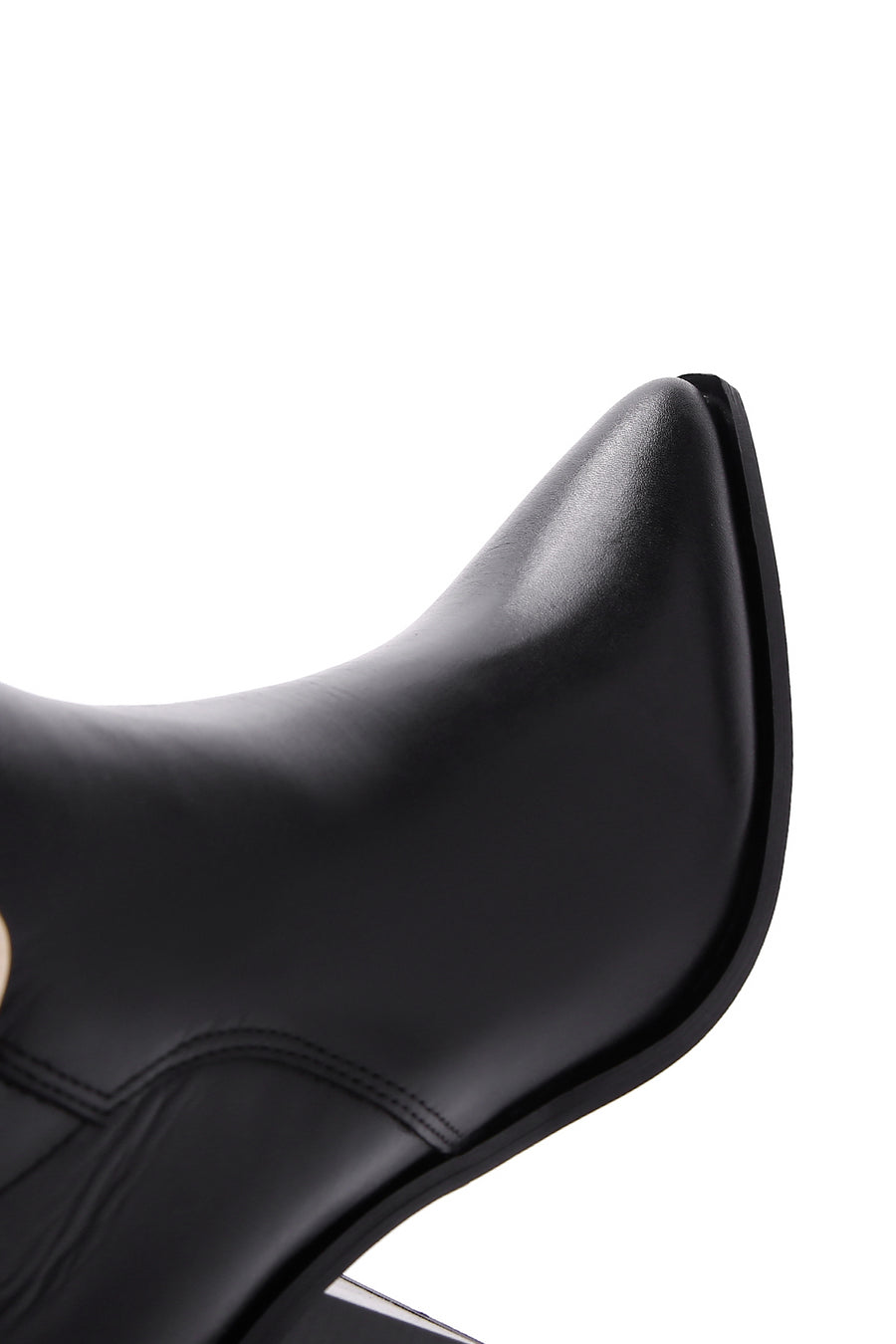 Women's Black Leather Heeled Buckle Boots