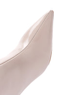 Women's Beige Patent Leather Thin Heeled Boots | Derimod