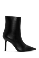Women's Black Thin Heeled Leather Boots | Derimod