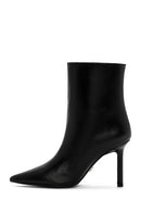 Women's Black Thin Heeled Leather Boots | Derimod