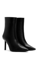 Women's Black Thin Heeled Leather Boots | Derimod