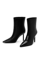 Women's Black Thin Heeled Leather Boots | Derimod