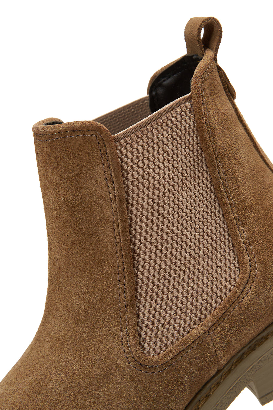 Women's Beige Leather Chelsea Flat Boots