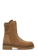 Women's Tan Suede Leather Boots | Derimod