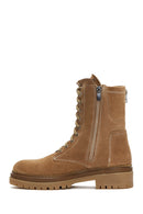 Women's Tan Suede Leather Boots | Derimod