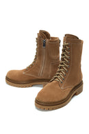 Women's Tan Suede Leather Boots | Derimod