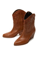 Kadın Taba Deri Topuklu Kovboy Western Bot | Derimod