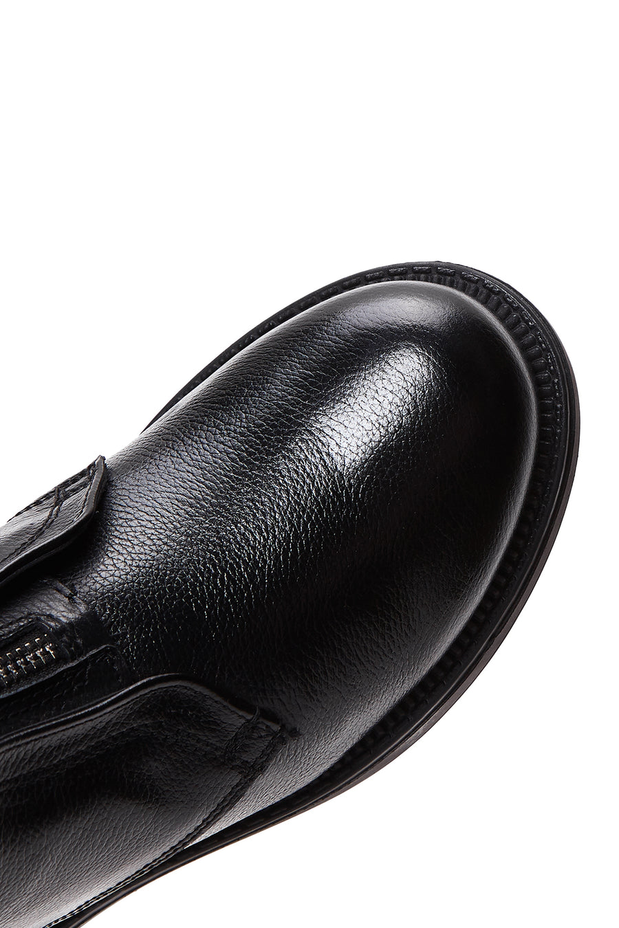 Women's Black Leather Zippered Boots