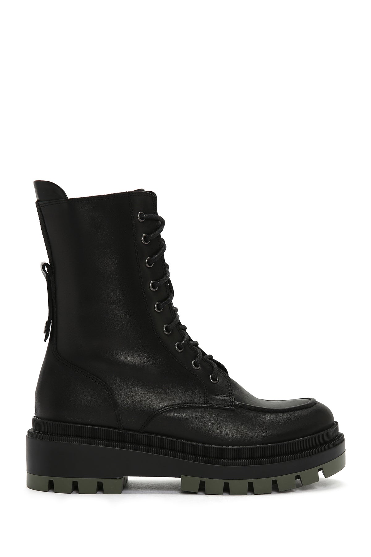 Kadın Siyah Fermuarlı Kalın Tabanlı Deri Postal Bot 23WFD182618 | Derimod