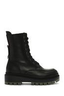 Kadın Siyah Fermuarlı Kalın Tabanlı Deri Postal Bot | Derimod