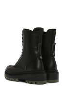 Kadın Siyah Fermuarlı Kalın Tabanlı Deri Postal Bot | Derimod