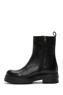 Women's Black Thick Soled Leather Boots | Derimod