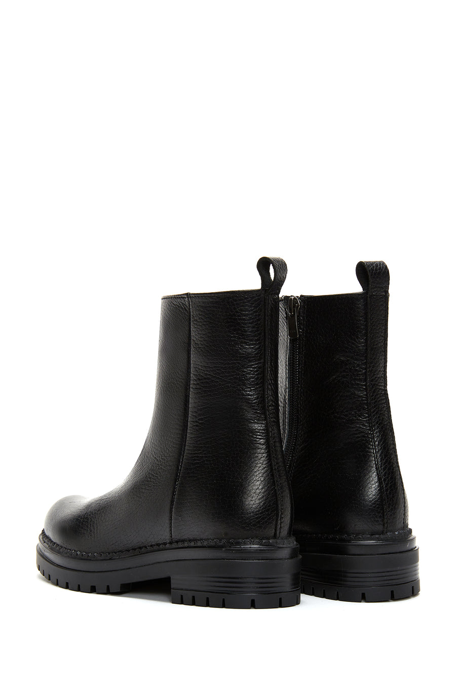 Women's Black Thick Soled Leather Boots