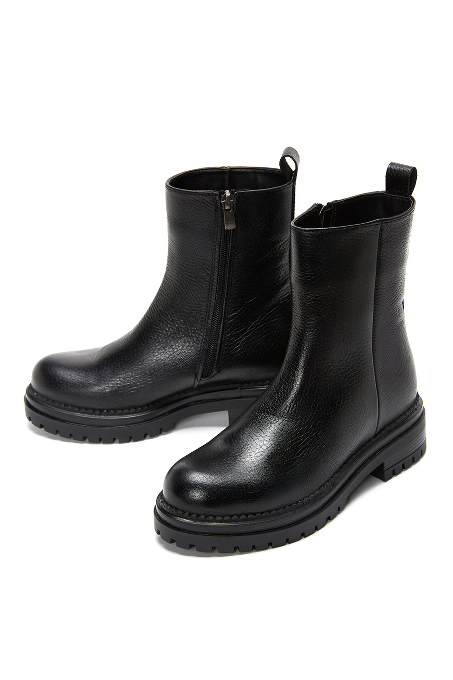 Women's Black Thick Soled Leather Boots