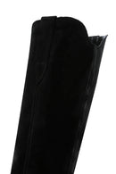 Kadın Siyah Süet Deri Topuklu Kovboy Çizme | Derimod