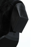 Kadın Siyah Süet Deri Topuklu Kovboy Çizme | Derimod