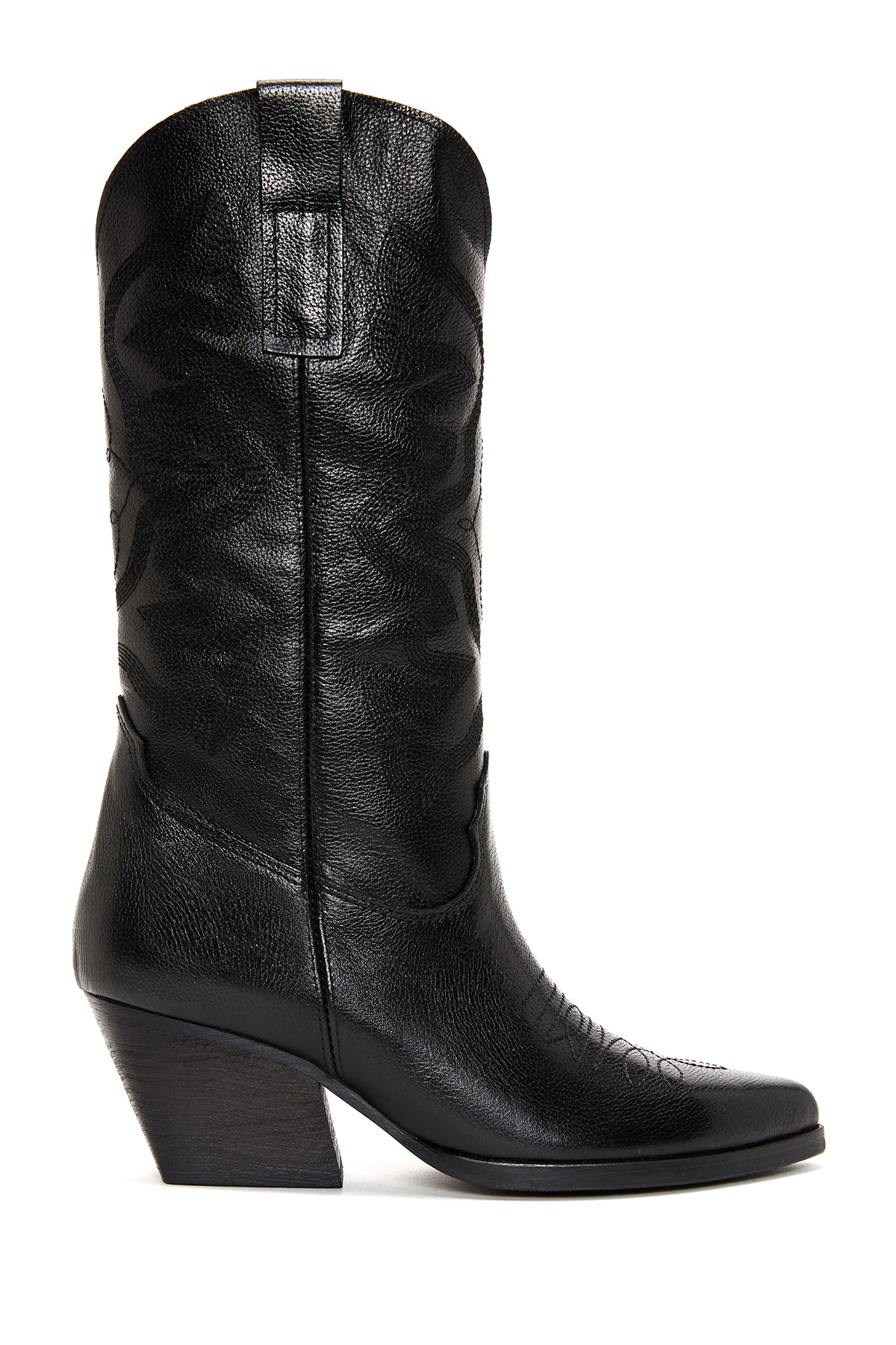 Kadın Siyah Deri Topuklu Kovboy Çizme 23WFD184418 | Derimod