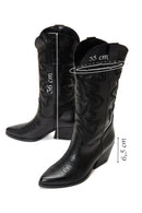 Kadın Siyah Deri Topuklu Kovboy Çizme | Derimod
