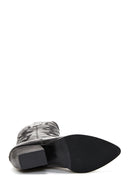 Kadın Siyah Deri Topuklu Kovboy Çizme | Derimod