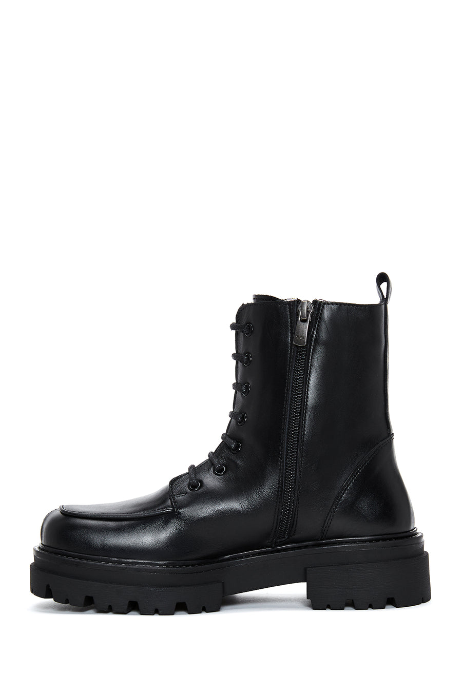 Women's Black Thick Soled Leather Boots