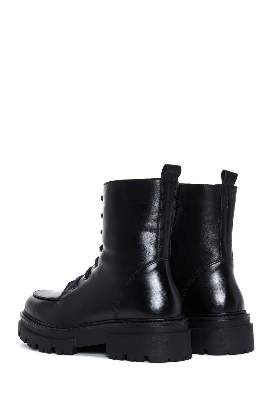 Women's Black Thick Soled Leather Boots