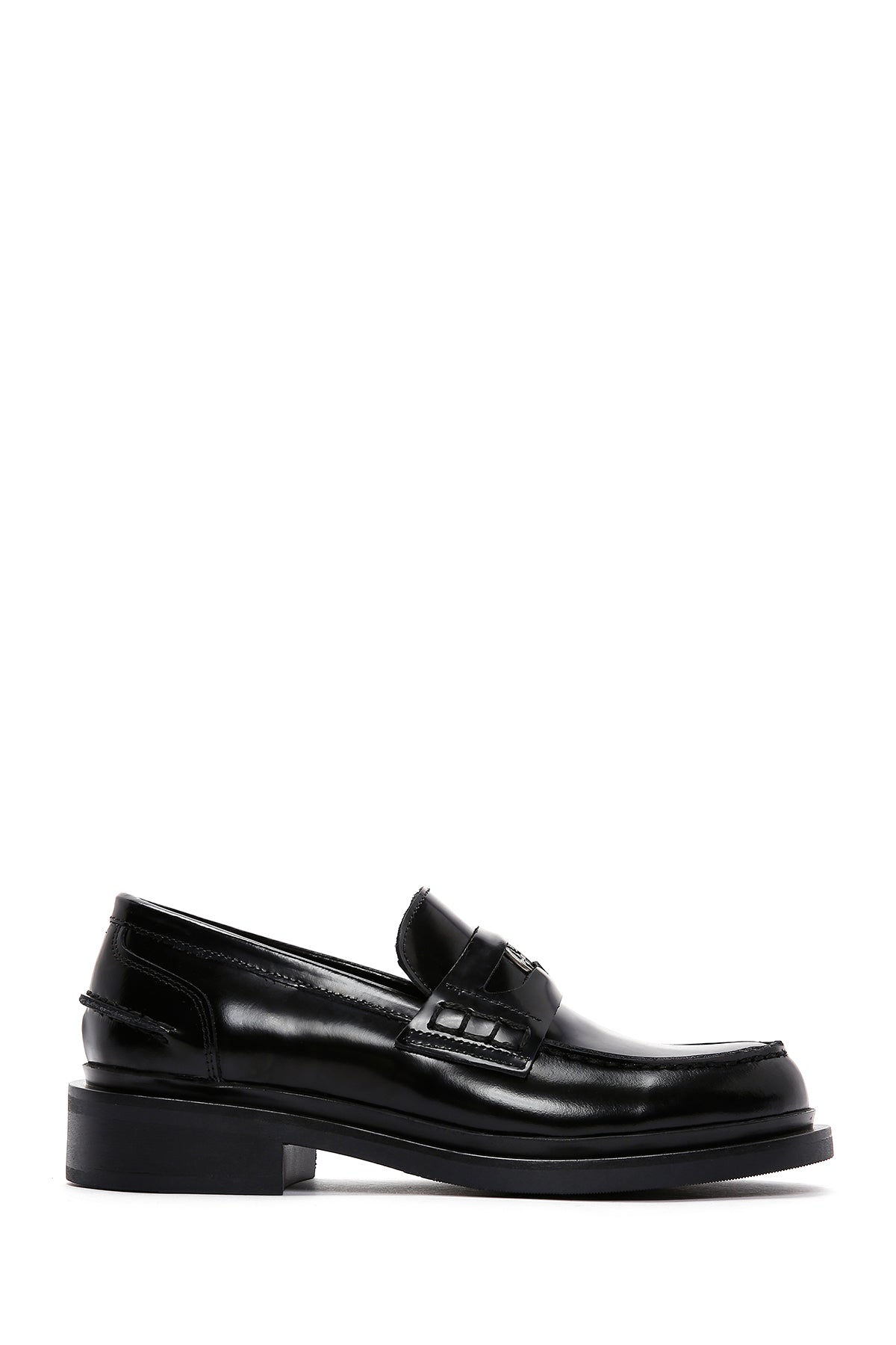 Women's Black Leather Patent Leather Masculine Loafer 23WFD185622 | Derimod