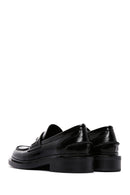 Women's Black Leather Patent Leather Masculine Loafer | Derimod