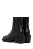 Women's Black Leather Zippered Boots | Derimod