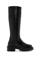 Women's Black Thick Soled Casual Leather Boots | Derimod