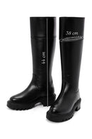 Women's Black Thick Soled Casual Leather Boots | Derimod