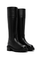 Women's Black Thick Soled Casual Leather Boots | Derimod
