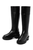 Women's Black Thick Soled Casual Leather Boots | Derimod