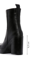 Women's Black Leather Platform High Heel Boots | Derimod