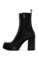 Women's Black Leather Platform High Heel Boots | Derimod