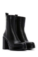 Women's Black Leather Platform High Heel Boots | Derimod