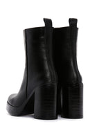 Women's Black Leather Platform High Heel Boots | Derimod