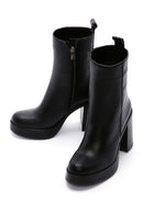 Women's Black Leather Platform High Heel Boots | Derimod