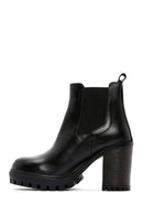 Women's Black Leather Heeled Chelsea Boots | Derimod