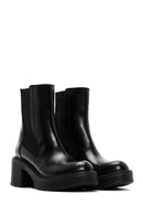Women's Black Leather Heeled Chelsea Boots | Derimod