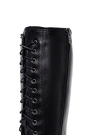 Women's Black Zipper Heeled Leather Boots | Derimod