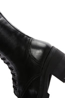 Women's Black Leather Heeled Zippered Boots | Derimod