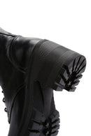 Women's Black Leather Heeled Zippered Boots | Derimod
